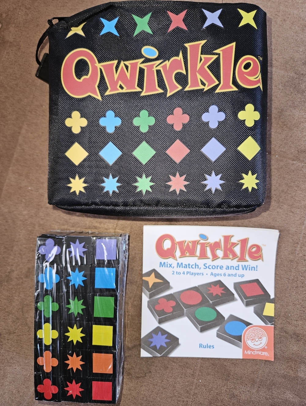 NEW Qwirkle Game Set - Black Zippered Case